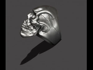Totenkopfring mit Rissen 3D Druckmodell