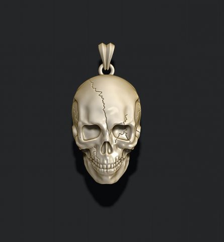 Skull pendant with cracks 3Dプリントモデル .c4d .max .obj .3ds .fbx .stl .blend