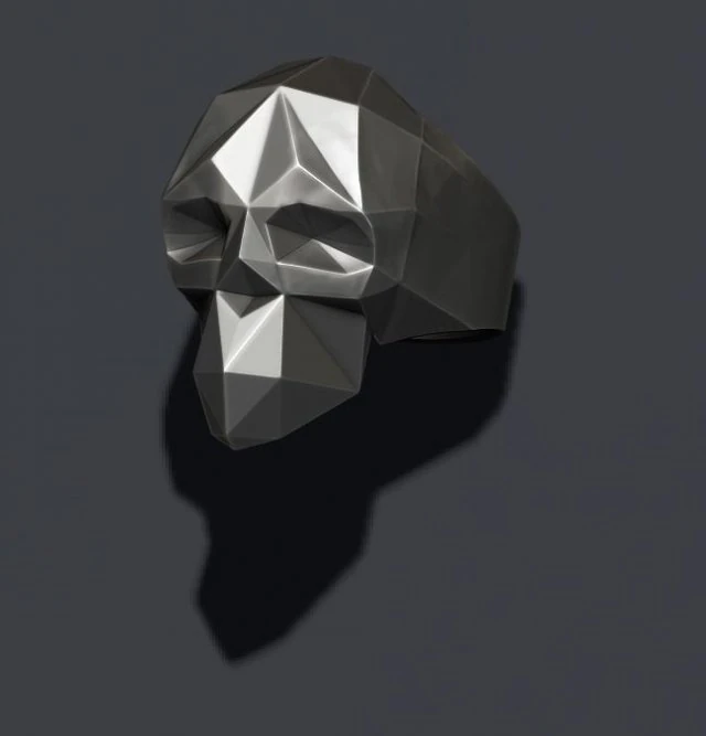 Skull ring low poly 3D Print Model .c4d .max .obj .3ds .fbx .stl .blend 