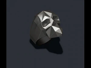 Skull ring low poly 3D Print Model