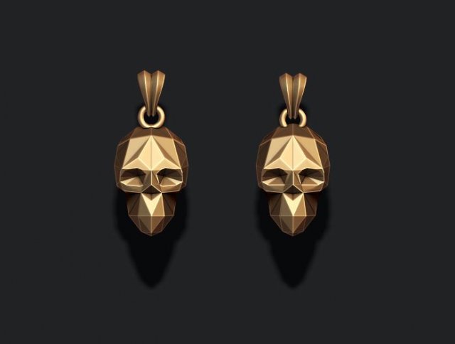 Low poly skull pendant 3Dプリントモデル .c4d .max .obj .3ds .fbx .stl .blend 