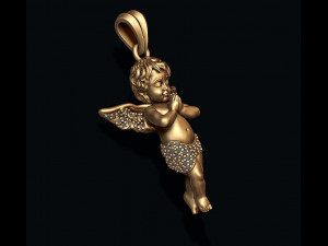 Baby angel pendant with gems 3D-printmodel