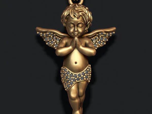 Baby angel pendant with gems 3D Print Model