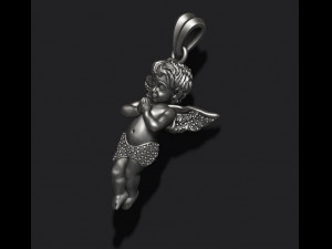 Baby angel pendant with gems 3D-printmodel
