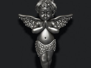 Baby angel pendant with gems 3D-printmodel