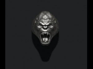 Roaring angry gorilla ring 3D Print Model