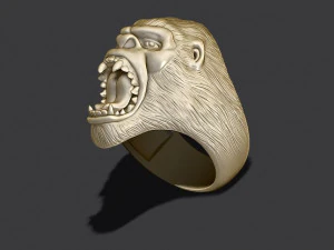 Roaring angry gorilla ring 3D Print Model