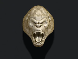 Roaring angry gorilla ring 3D Print Model