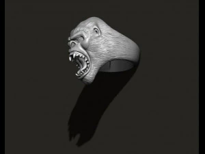 Roaring angry gorilla ring 3D Print Model