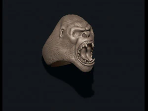 Roaring angry gorilla ring 3D Print Model