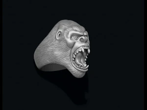 Roaring angry gorilla ring 3D Print Model