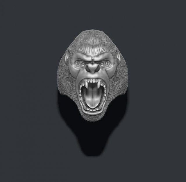 roaring angry gorilla ring 3D Print Model in Pendants 3DExport