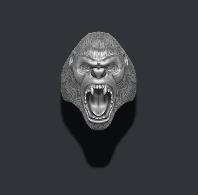 Roaring angry gorilla ring 3D Print Model .c4d .max .obj .3ds .fbx .stl .blend 
