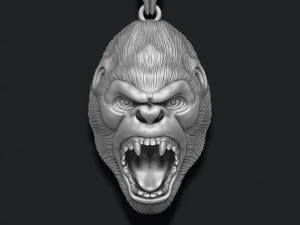 Roaring angry gorilla pendant 3D Print Model