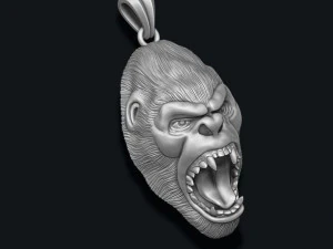 Roaring angry gorilla pendant 3D Print Model