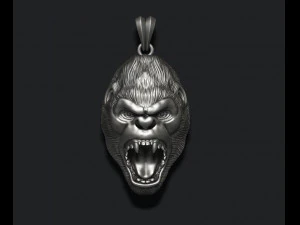 Roaring angry gorilla pendant 3D Print Model