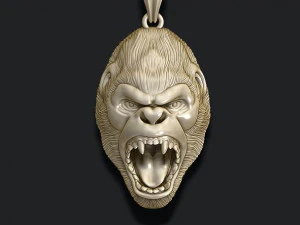Roaring angry gorilla pendant 3D Print Model