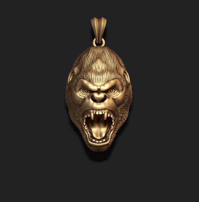 Roaring angry gorilla pendant 3D Print Model .c4d .max .obj .3ds .fbx .stl .blend 