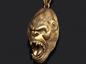 Roaring angry gorilla pendant 3D Print Model