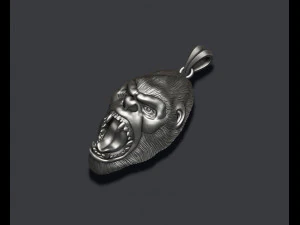 Roaring angry gorilla pendant 3D Print Model