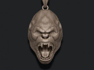 Roaring angry gorilla pendant 3D Print Model