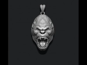 Roaring angry gorilla pendant 3D Print Model