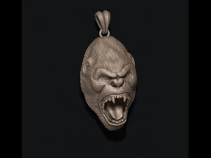Roaring angry gorilla pendant 3D Print Model