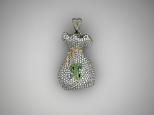 Money bag pendant with gems 3D Принт Модель