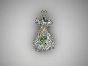 Geldbeutelanh&auml;nger mit Edelsteinen 3D Druckmodell