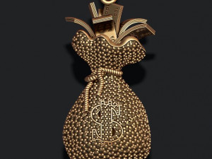 Money bag pendant with gemstones 3D Print Model