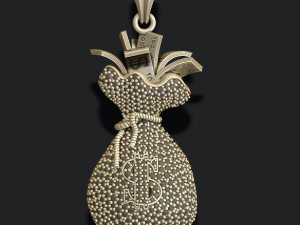 Money bag pendant with gemstones 3D Print Model
