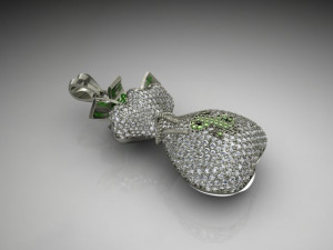 Money bag pendant with gemstones 3D Print Model