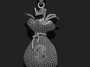Money bag pendant with gemstones 3D Print Model