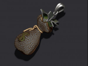 Money bag pendant with gemstones 3D Print Model