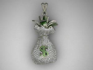 Money bag pendant with gemstones 3D Print Model
