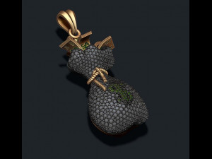 Money bag pendant with gemstones 3D Print Model