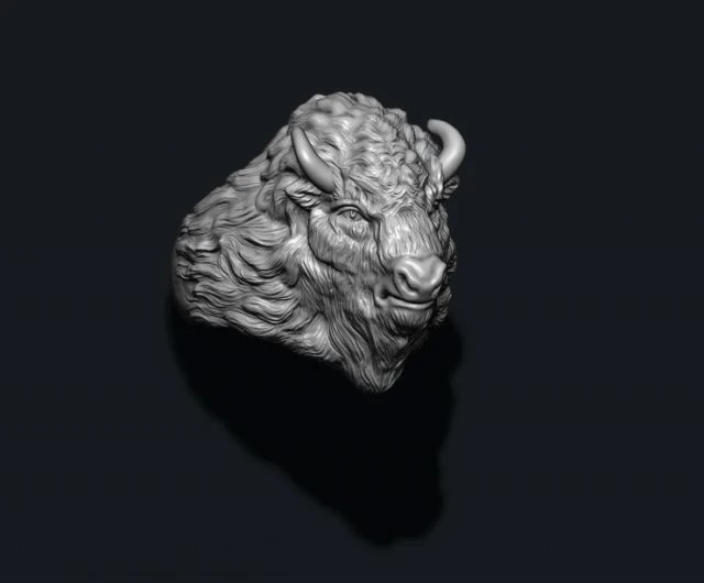 Buffalo ring 3D Print Model .c4d .max .obj .3ds .fbx .stl .blend 