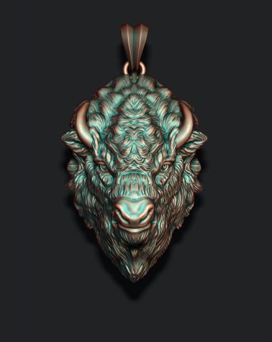 Buffalo pendant 3D 打印模型 .c4d .max .obj .3ds .fbx .stl .blend 