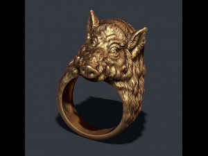 Wild boar ring 3D Print Model
