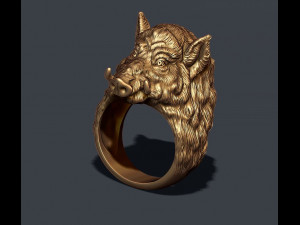 Wild boar ring 3D Print Model