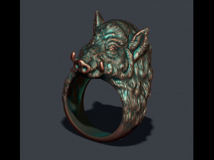 Wild boar ring 3D Print Model