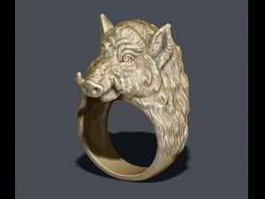 Wild boar ring 3D Print Model