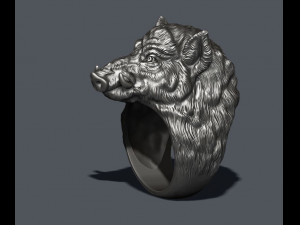 Wild boar ring 3D Print Model