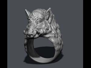 Wild boar ring 3D Print Model