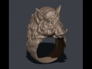 Wild boar ring 3D Print Model