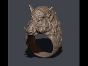 Wild boar ring 3D Print Model
