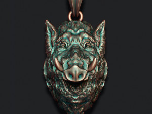 Wild boar pendant 3D Print Model