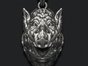 Wild boar pendant 3D Print Model