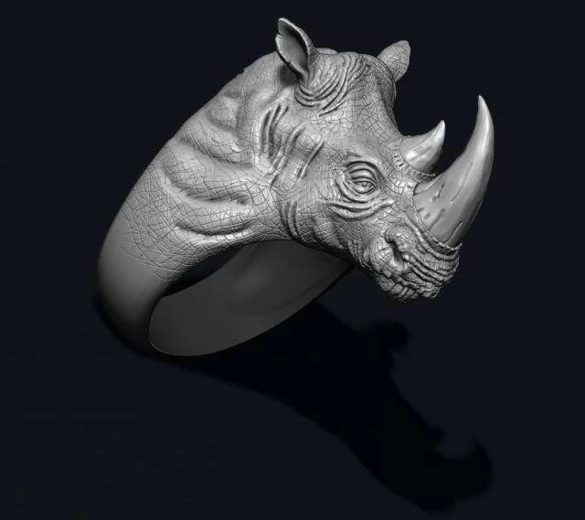 Rhino ring 3D Print Model .c4d .max .obj .3ds .fbx .stl .blend 