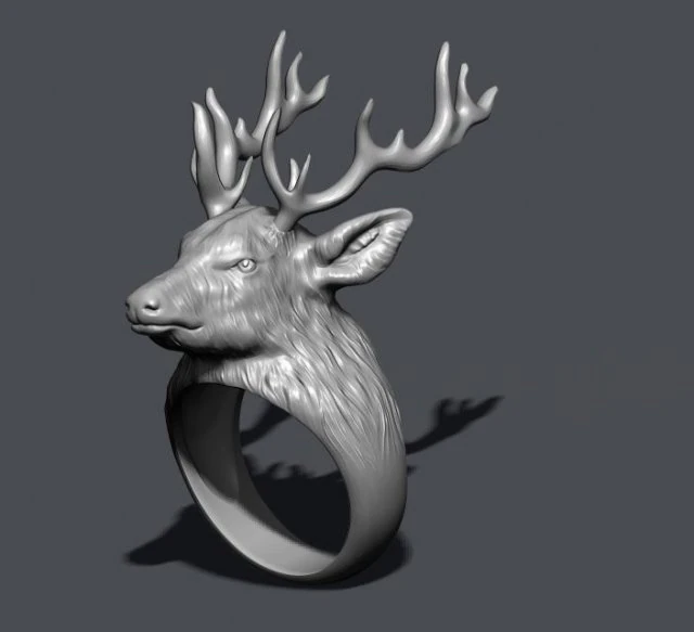 Deer ring 3D Print Model .c4d .max .obj .3ds .fbx .stl .blend 